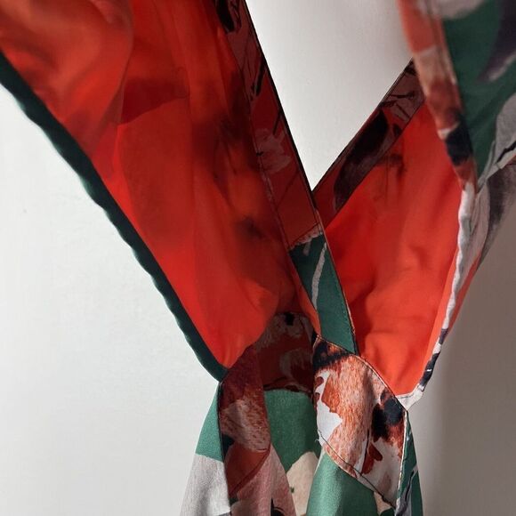 MARISSA WEBB Top Womens 0 Cutout Floral Peplum Green Orange Open Back - Picture 12 of 13